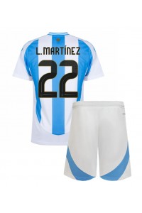 Fotbalové Dres Argentina Lautaro Martinez #22 Dětské Domácí Oblečení Copa America 2024 Krátký Rukáv (+ trenýrky)